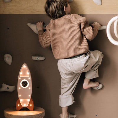 Handgemachte Kinderlampe aus Holz “Rocket”