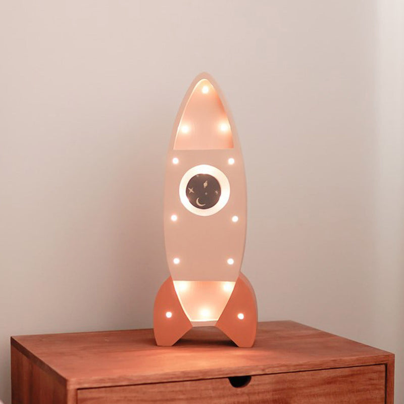 Handgemachte Kinderlampe aus Holz “Rocket”