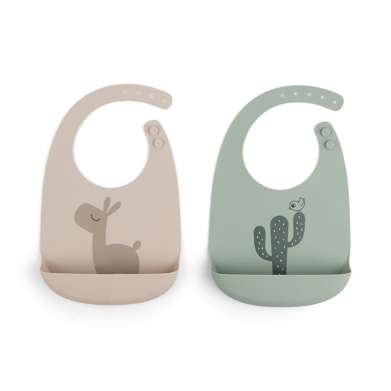 Silikon-Lätzchen “Lalee -  Sand / Green” 2er Set