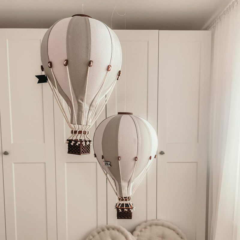 Heißluftballon “Weiß / Hellgrau“ S
