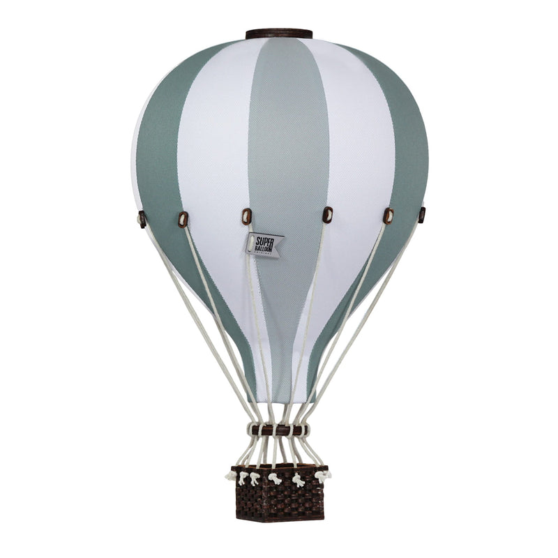 Heißluftballon “Dunkelgrün / Graumint / Weiß“ S