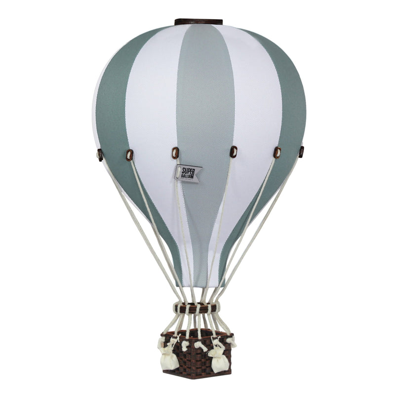Heißluftballon “Dunkelgrün / Graumint / Weiß“ L